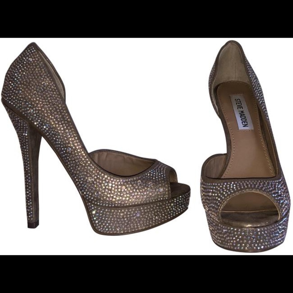 Steve Madden Nude Rhinestone Canaryy Platforms